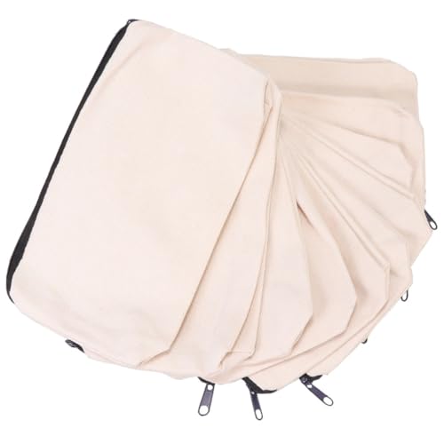 OSALADI 10 Stück Canvas Federmäppchen mit Reißverschluss Leere Kosmetiktaschen zum Bemalen DIY Stifttasche für Reisen und Aufbewahrung Nachhaltige Makeup Pouch für Damen von OSALADI