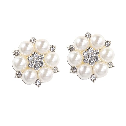 OSALADI 10 Stück Perlenblumen Knöpfe mit Strass Diy Dekoration für Handy und Haaraccessoires Flachrücken Knöpfe Silber für Bastelarbeiten und Verzierungen von OSALADI