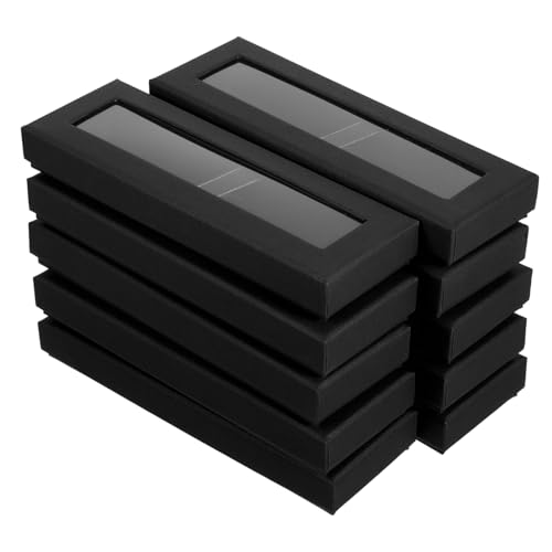 OSALADI 10 Stück Transparente Stiftbox mit Schwarzem Deckel Schützende Geschenkbox für Stifte Kleine Aufbewahrungsbox und Präsentationsetui für Party Deko und Stiftausstellung von OSALADI