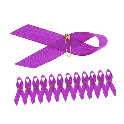 OSALADI 100stücke Anstecknadeln Mit Bewusstseinsschleife Violette Satinband-pins Für Veranstaltungen Anstecknadel Mit Band Für Beerdigungen Wohltätigkeitsbrosche Aus Polyester Und von OSALADI