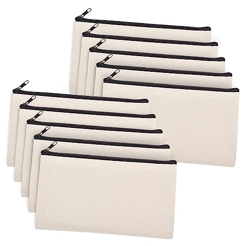 OSALADI 10Stücke DIY Wärmeübertragungs Bleistift Hülle Kosmetiktasche Leere Canvas Taschen für Personalisierte Designs für Reisen und Aufbewahrung von OSALADI