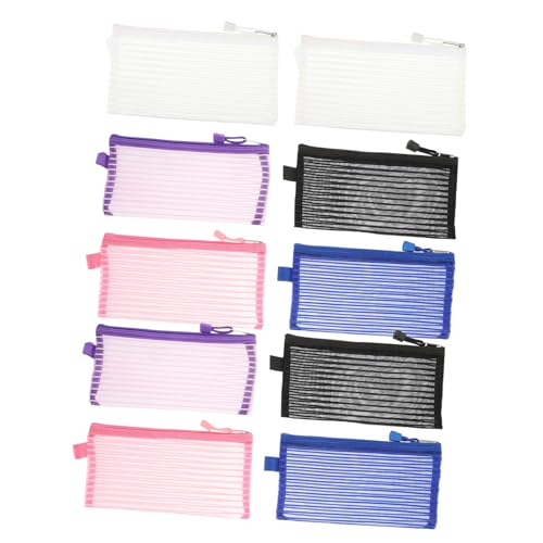 OSALADI 10Stücke Große Kapazität Bleistiftbeutel Transparente Netz Stift Taschen Für Schule Und Reise Multifunktionale Make Up Pinsel Aufbewahrungstaschen Farben von OSALADI