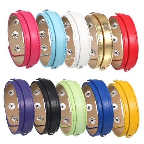 OSALADI 10stücke Ledermanschette Blanko Lederarmbänder Mit Druckknopfverschluss Verstellbar Für Diy-armbänder Geeignet Als Dekoratives Armband Und Armreif Für Frauen von OSALADI