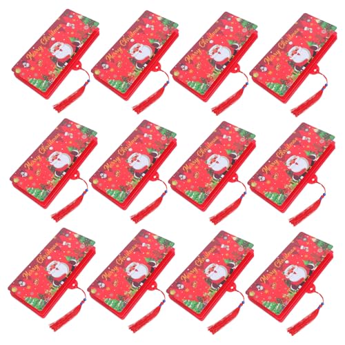OSALADI 12 Stück Teiliges Weihnachts-geldkartenetui mit Fächern DIY Bargeldhalter mit Klassischen Weihnachtsmotiven Rotes Umschlag Festliche Geldgeschenke und Partyaccessoires von OSALADI