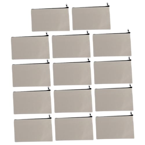 OSALADI 14 Stück Canvas Federmäppchen DIY Stiftetaschen mit Reißverschluss für Schreibwaren Kosmetik und Kreative Projekte Beige mit Schwarzem Reißverschluss von OSALADI
