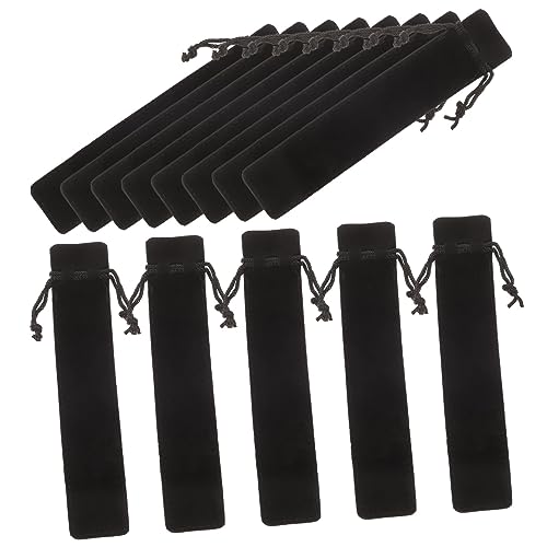 OSALADI 15 Stück Mäppchen Stiftbeutel tragbar praktische Stifthüllen Stiftetui aus Samt Büro geschenktüten Kugelschreiber Stifttaschen einzelne Federtasche Flanell Black von OSALADI