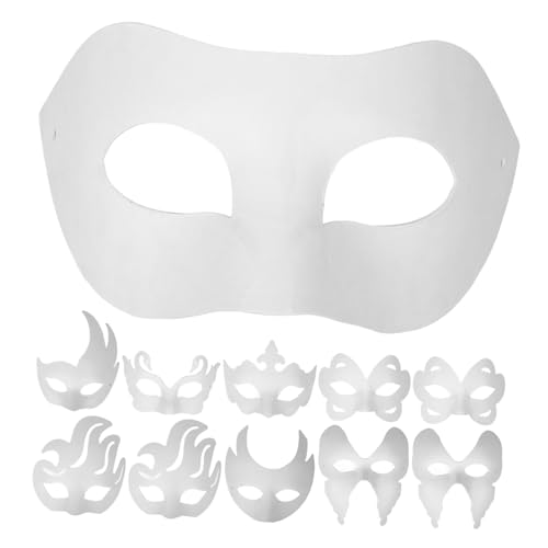 OSALADI 16 Stück Handgemachte Maske Party Leer Halloween Maskerade Rave Individuell Masken Kunsthandwerk Kostüm Wiederverwendbar Schmucklos Vollgesichtsmaske Rohlinge Basteln Papier Weiß von OSALADI