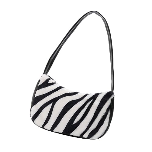OSALADI 1stk Achseltasche Schwarze Schulter Plüschtasche Schultertasche Kleine Schwarze Tasche Handytasche Mit Zebramuster Zebra-tasche Einkaufen Ledertasche Polyester Diagonale Spannweite von OSALADI