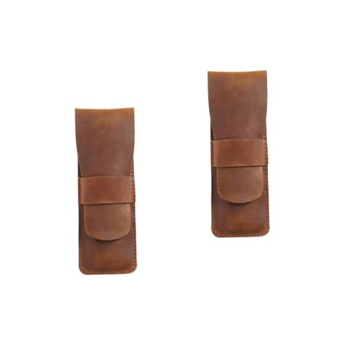 OSALADI 2 Stück Leder Federmäppchen aus Hochwertigem Rindsleder Retro Stiftschutzbeutel Praktischer Aufbewahrungsbeutel für Schule Büro für Studenten Berufstätige Stylisches und Robustes von OSALADI