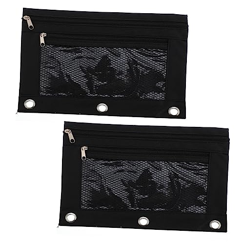 OSALADI 2 Stück Mäppchen briefpapier Set schreibwaren Set Schreibwarenorganizer stiftetasche Stoff Stift Bleistifthalter Tasche Schreibwarentaschen Bleistiftbeutel mit Reißverschluss Black von OSALADI