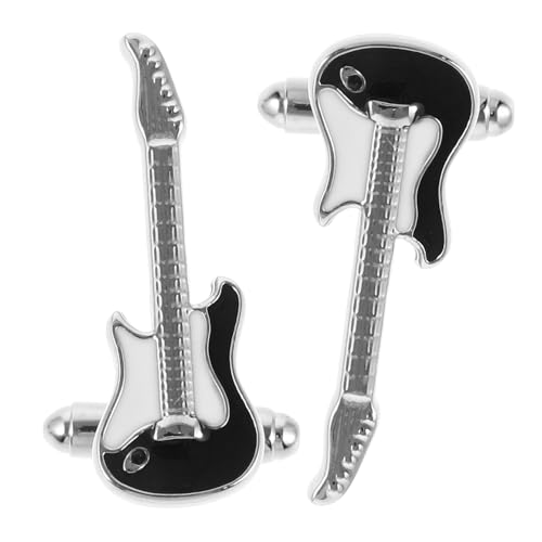 OSALADI 2 Stück Musik Manschettenknöpfe Teilig Gitarrenform Messing Herren Anzug Schmuck Langlebig Robust Glatt Oberfläche Geeignet für Hemden Hochzeit Business von OSALADI