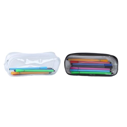 OSALADI 2 Stück PVC Transparenter Federmäppchen Große Kapazität Schreibwaren Tasche für Schule Multifunktionale Stifttasche mit Robustem Material und Reibungslosem Reißverschluss von OSALADI