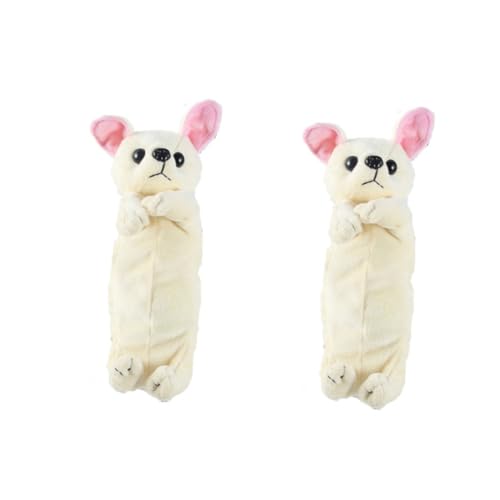 OSALADI 2 Stück Plüsch Federmäppchen Hund Chihuahua Adorable Stifteetui mit Reißverschluss Schreibwaren Aufbewahrungstasche für Schüler Mädchen Studenten Kosmetik Organizer von OSALADI