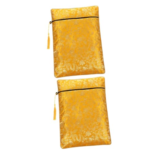 OSALADI 2 Stück Zipper Aufbewahrungstasche für Schreibwaren Multifunktionale Stiftetasche für Praktische Tragetasche für Notizen und Stifte Gelbes Drachenmuster von OSALADI