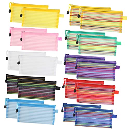 OSALADI 20 Stück Multifunktionales Federmäppchen Teiliges Robuste Aufbewahrungstasche für Stifte Transparentes Netzdesign für Erwachsene Vielseitig Einsetzbar für Schule von OSALADI