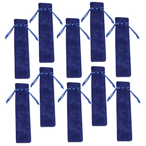 OSALADI 20 Stück Teiliges Doppelseitige Dicke Blaue Kordelzug Stifttaschen aus Weichem Abriebfestem Lint Material Tragbare Leichte Federmäppchen für Stifte Bleistifte Praktische von OSALADI