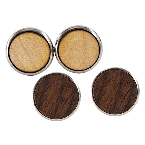 OSALADI 2Paare Holz Manschettenknöpfe für Herren Rund Knöpfe Amerikanischem Walnuss und Ahornholz Stilvolle Hemd Dekoration Langlebige und Befestigungselemente von OSALADI