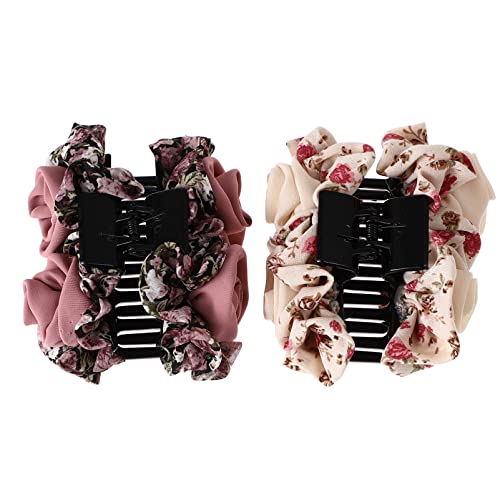 OSALADI 2Pcs Rose Haarklaue Clip Rose Kiefer Clip Chiffon Haarklaue Blumenschuhnklammern Nicht- Slip- Haarklemme Kopfbedeckung für Frauen Mädchen von OSALADI