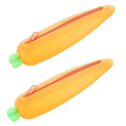 OSALADI Silikon Bleistift Federmäppchen in Karottenform 2 Stück Waschbar und Reißfest Großer Stauraum für Stifte und Schreibwaren Geeignet für Kinder und Erwachsene von OSALADI