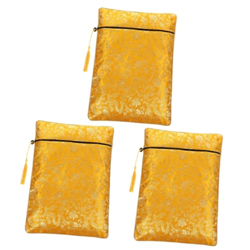 OSALADI 3 Stück Buch Aufbewahrungstasche Einfach Beutel Großes Federmäppchen Reisen Notebook-Aufbewahrungstasche Reißverschluss Blaue Bleistifttasche Vielseitig Schultasche Für Gelb Stoff von OSALADI