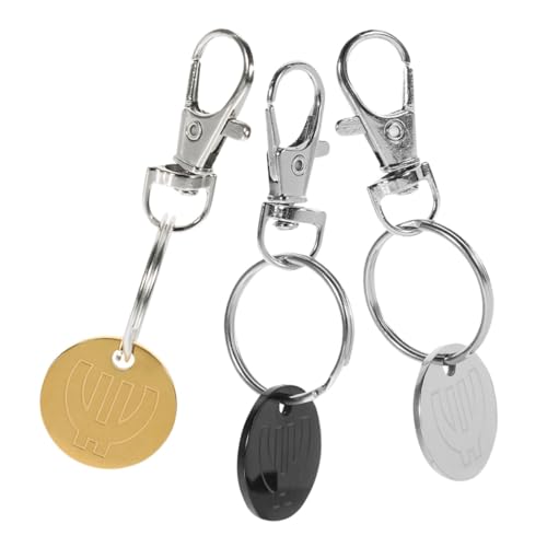 OSALADI 3 Stück Einkaufswagen Token Schlüsselanhänger Metall Langlebiger Einkaufschip in Schwarz Gold Stahlfarben Praktischer Einkaufswagen Chip Schlüsselring für Auto und von OSALADI