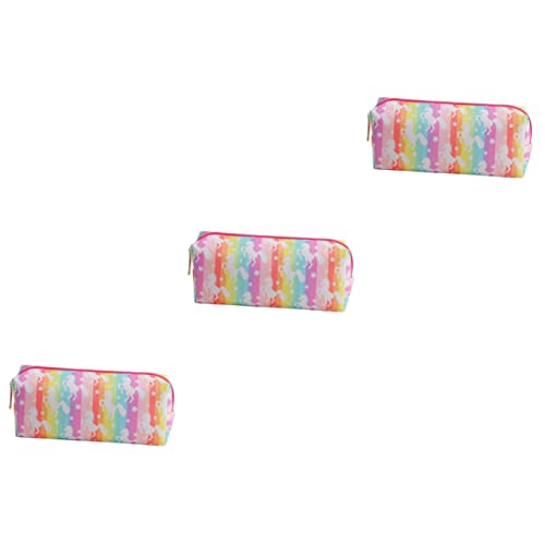 OSALADI 3 Stück Großer Kapazität Einhorn Federmäppchen für Dekorative Stiftemappe mit Reißverschluss Buntes Design für Schule und Büro Leicht und Langlebig für Schüler und Mädchen von OSALADI