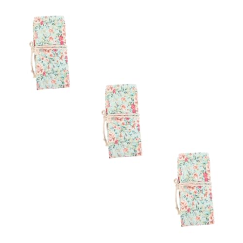 OSALADI 3-teilige Rolle Dekorativer Stifthalter Ästhetisch Federmäppchen Etui Bleistift Aufbewahrungstasche Kleine Bleistifttasche Stiftwickeltaschen Segeltuch von OSALADI