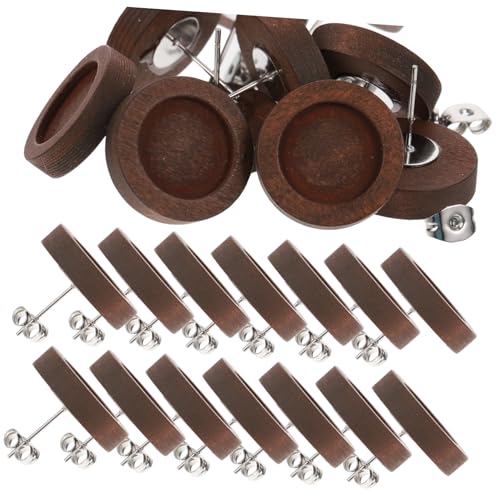 OSALADI 30 Stück Teiliges Holz Ohrring Basis DIY Ohrring Fassungen mit Ohrstecker Rohlinge für Schmuckherstellung Geeignet für Damen von OSALADI
