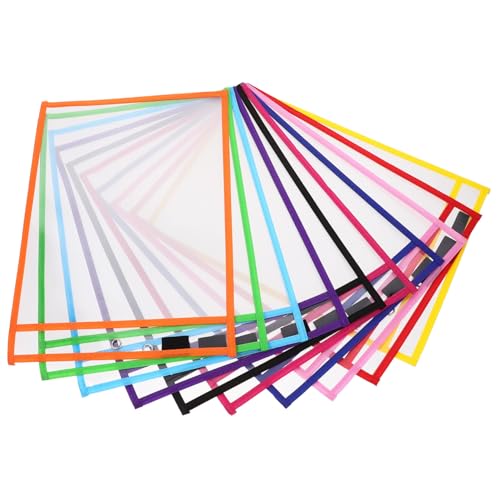OSALADI 30 Stück Teiliges PVC Dry Erase Pockets mit Stiftehalter Schmutzabweisend Wiederverwendbar Beidseitig Klar mit Metallösen zum Aufhängen für Büro Schule Zufällige Zufällige Farbe von OSALADI