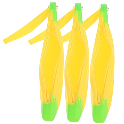 OSALADI 3Stücke Bananenform Silikon Stiftbeutel Große Kapazität Waschbar Langlebig Für Stifte Radiergummis Notizen Cartoon Design von OSALADI
