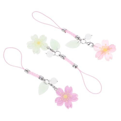 OSALADI 3st Sakura-kopfhöreranhänger Y-2k-riemen Mit Perlenperlen Rucksackanhänger Zum Anti-verlust-handyband Süßes Armband Geldbörsendekoration Student Mädchen Herz Harz Lanyard von OSALADI