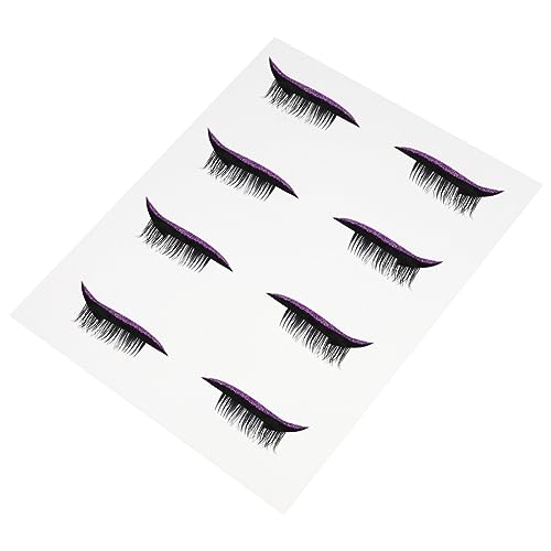 OSALADI 4 Paare Falsche Wimpern Augen Make-up Aufkleber Wimpernsticker Mit Glitzer Party-eyeliner Bunte Wiederverwendbarer Eyeliner-aufkleber Eyelashe Kosmetik 3d Werkzeug Violett Plastik von OSALADI