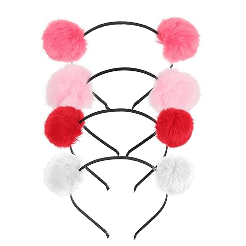 OSALADI 4 Stück Pom Pom Stirnband Für Weihnachten Schwarzes Bommel-stirnband Pelziges Stirnband Weihnachtsgeschenk Haarreifen Stirnband Mit Bommel Haarband Kätzchen Kind Halloween von OSALADI