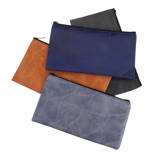 OSALADI 4stücke Bankeinzahlungsbeutel Mit Reißverschluss Geldbörse Aus Pu-Material Kleiner Geldbeutel Für Bargeld Schecks Kosmetik Werkzeuge Organizer von OSALADI