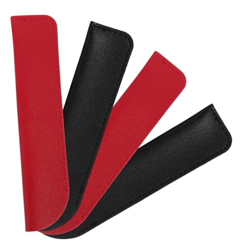 OSALADI 4stücke Stiftetui Und Schützende Stifthüllen Für Füllfederhalter Und Kugelschreiber Schwarz Und Rot Robustem Pu- Für Schreibwarenliebhaber von OSALADI