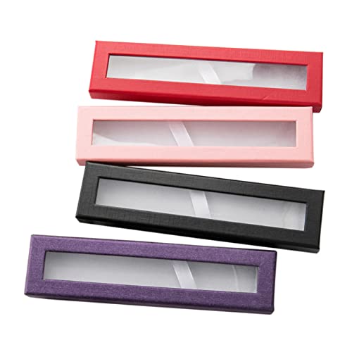 OSALADI 4stücke Transparente Geschenkbox Für Stifte Aus Karton Mit Fenster Praktische Und Leichte Stiftaufbewahrung Für Schüler Und Bürobedarf in Rot Schwarz Und Lila von OSALADI