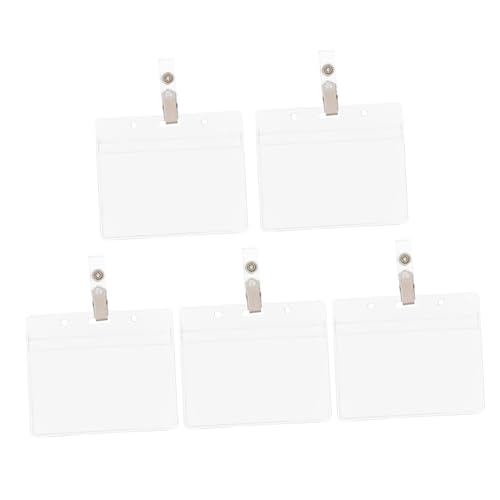OSALADI 5 Sätze Teiliges Ausweishüllen Transparent PVC Kartenhalter mit Clip und Multifunktional für Studentenausweise Kreditkarten und Namensschilder von OSALADI