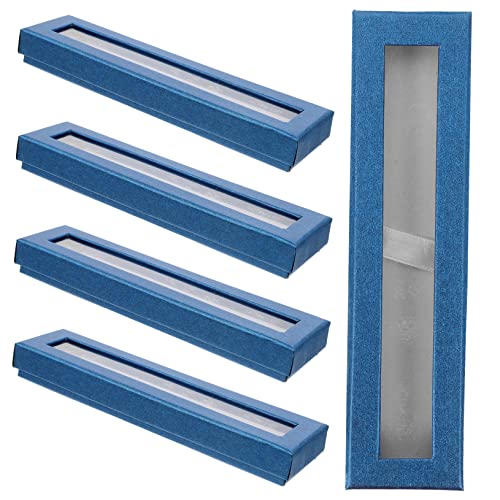 OSALADI 5 Stück Papier Stiftebox mit Transparentem Fenster Stabile Geschenkverpackung Leichte Aufbewahrungsbox für Kugelschreiber und Unterschriftenstifte für Geburtstag und von OSALADI