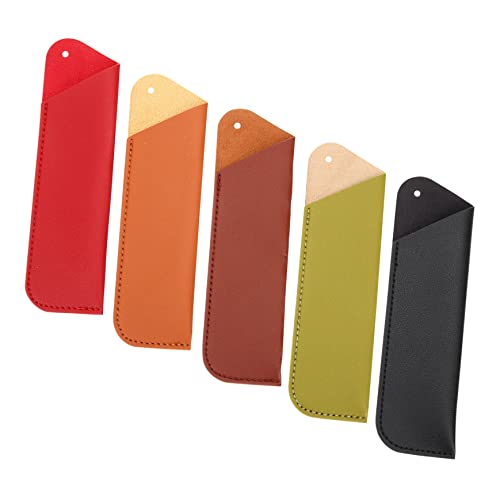 OSALADI 5 Stück Teiliges Stiftetui Tragbare Stift Hülle für Kugelschreiber und Füllfederhalter Eleganter Schutz für Büro und Schule Schwarz Rot Grün Dunkelbraun und Hellbraun von OSALADI