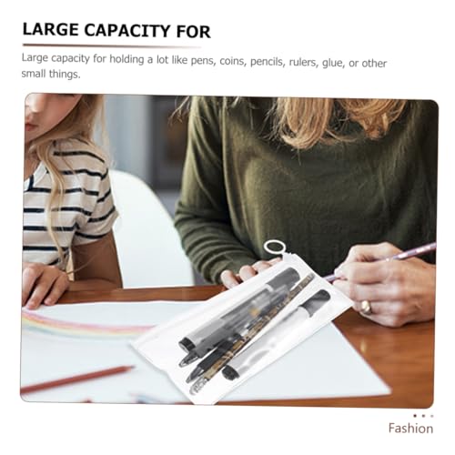 OSALADI 50 Stück Teiliges Transparentes Stifteetui mit Reißverschluss Wiederverwendbare Federtasche Großer Stauraum für Stifte Münzen Lineale Portabler Organizer für Schule Büro Reisen von OSALADI