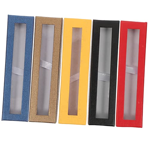 OSALADI 5 Stücke Stifte Geschenkbox Papier Transparente Stift Displaybox für Kugelschreiber Bleistifte Robuste Aufbewahrung für Bürobedarf Schulbedarf und Bastelprojekte von OSALADI
