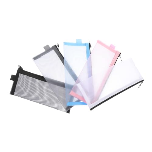 OSALADI 5stücke Netz-stiftetasche Aus Nylon Für Studenten Transparentes Aufbewahrungsbeutel Wiederverwendbar Mit Reißverschluss Für Handtasche Koffer Und Rucksack von OSALADI