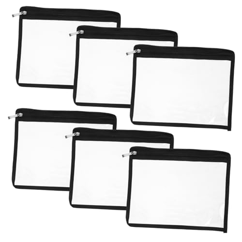 OSALADI 6 Stück Federmäppchen Für Jungen Tragetasche Mit Reißverschluss Klarsichtbeutel Mit Reißverschluss Großes Federmäppchen Beutelbeutel Mit Schnappverschluss PVC Black von OSALADI