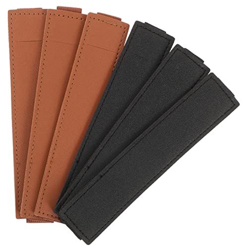 OSALADI 6 Stück Stiftetui mit Elastischem Band aus Hochwertigem Leder für Notizbücher Praktischer Stifthalter für Stifte und Tablets Schwarz und Braun Je von OSALADI