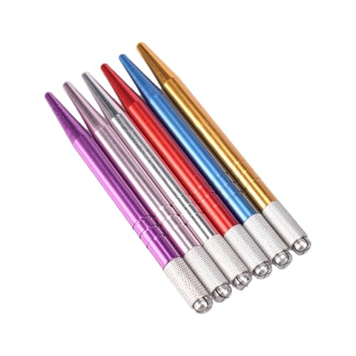 OSALADI 6 Stück Teiliges Microblading Augenbrauen Handstift Langlebig und Praktisch Manuelle Pen für Präzise Härchenzeichnung in Rot Blau Gold Silber Geeignet für Eyeliner Lippenkontur von OSALADI