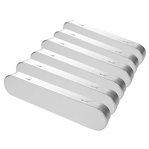 OSALADI 6Stücke Metall Bleistiftkoffer Hochwertigem Tragbare Aufbewahrungsbox für Stifte und Bürobedarf für Schüler und Lehrer Silberfarben mit Inneneinsatz von OSALADI