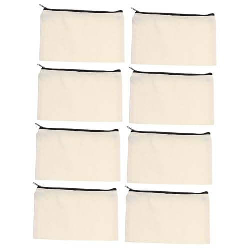 OSALADI 8 Stück Teiliges DIY Canvas Täschchen mit Reißverschluss Vielseitige Kosmetik und Stifttaschen aus Naturfarbener Baumwoll Leinwand Blanko Beutel zum Bemalen und Personalisieren von OSALADI