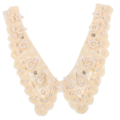OSALADI Abnehmbarer Spitzenkragen mit Vintage Perlendekor Weißer Blusenkragen Einsatz aus Polyester Weich und Hautfreundlich Stilvolle Schmuck Dekoration für Damen Vielseitiger Retro von OSALADI