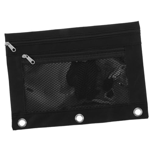 OSALADI Binder Stiftetui aus Oxford Tragbare Abnehmbare Reißverschlusstasche mit Sichtfenster für Dokumente für Büro und Studium Schwarz von OSALADI