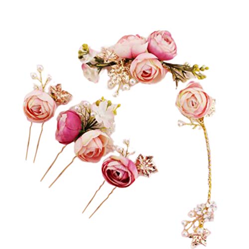OSALADI 4 Stück Brauthaare Für Die Hochzeit Fascinator Rosa Hochzeitshaar-seitenkämme Hochzeitsaccessoires Für Bräute U-förmige Brauthaarspangen U Geformtes Haar Blumen Mädchen China von OSALADI